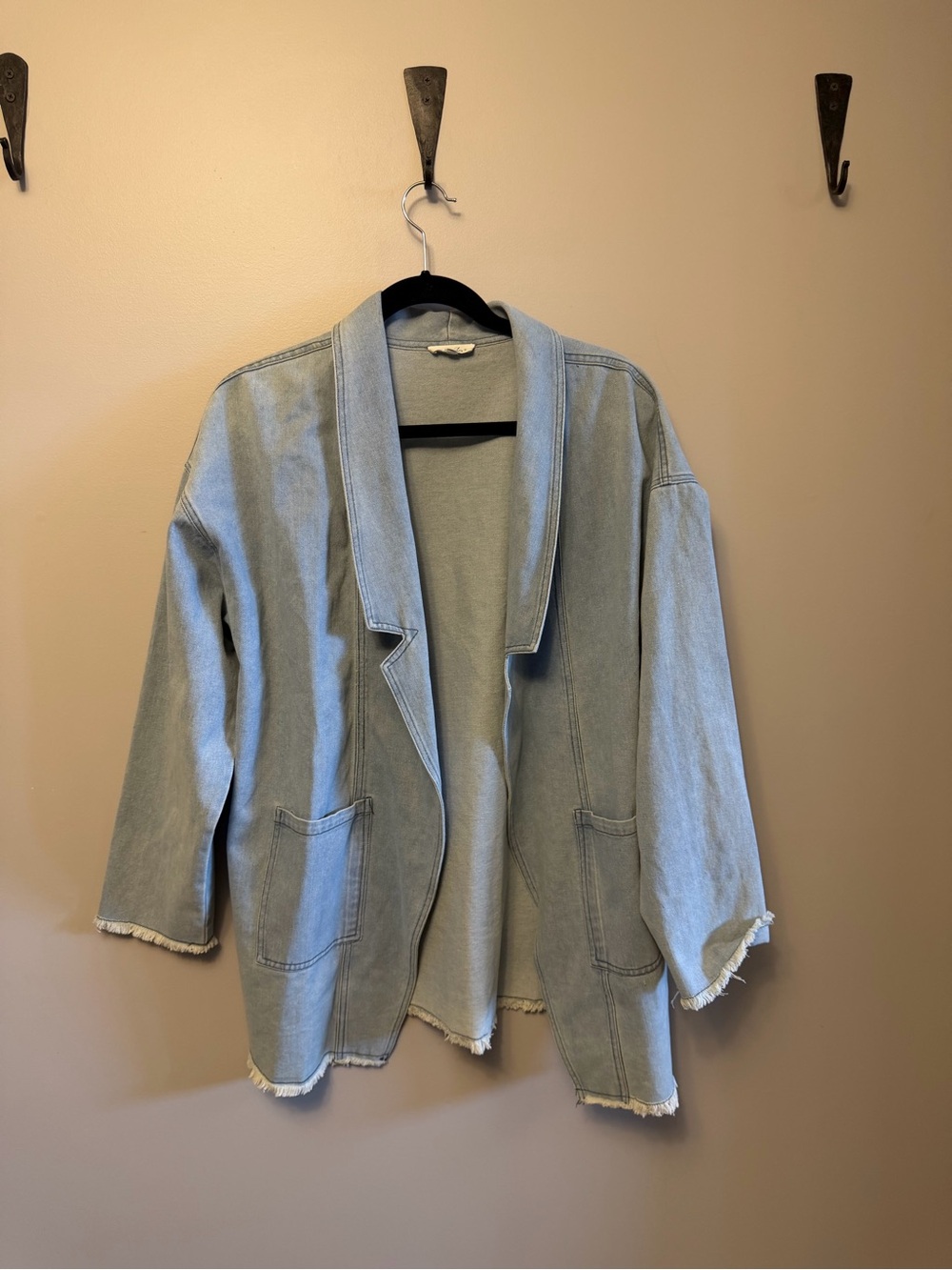 Light Blue Open-Front Denim Blazer Jacket - Relaxed Jean Jacket